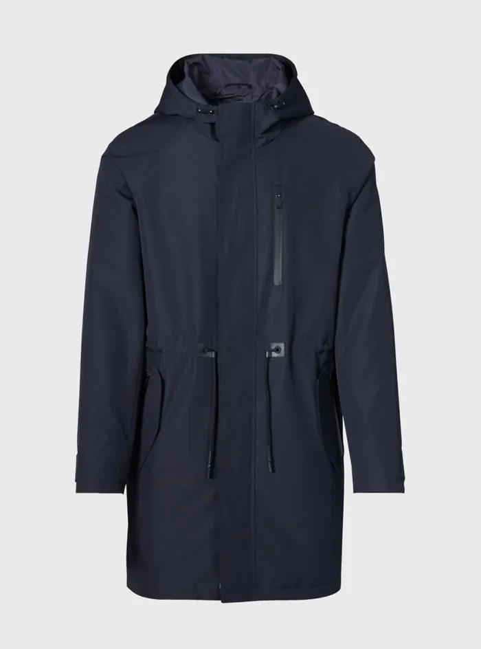 Men Paul Stuart Outerwear Sheepskin Lined Nylon Jacket Navy