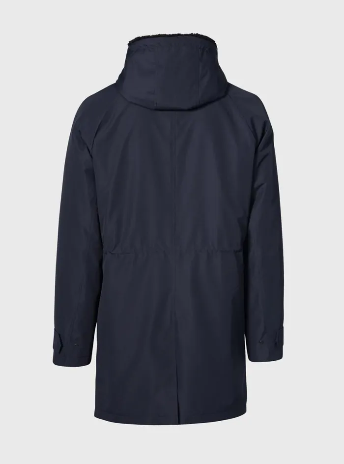 Men Paul Stuart Outerwear Sheepskin Lined Nylon Jacket Navy