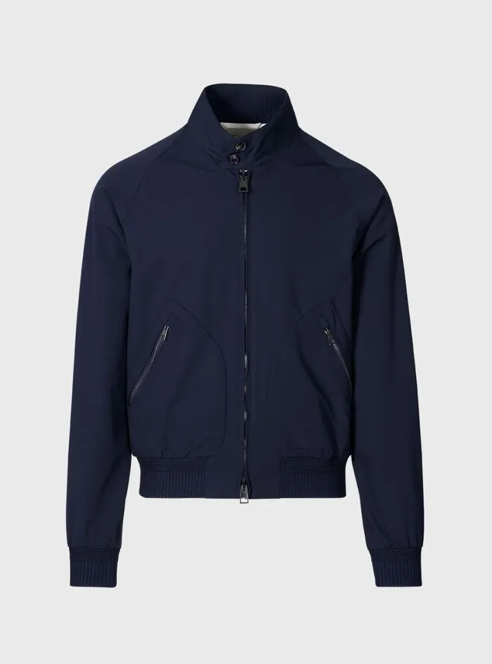 Men Paul Stuart Outerwear Technical Jersey Bomber Jacket Navy