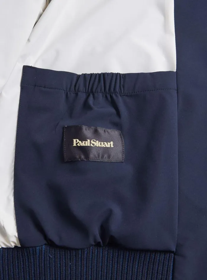 Men Paul Stuart Outerwear Technical Jersey Bomber Jacket Navy