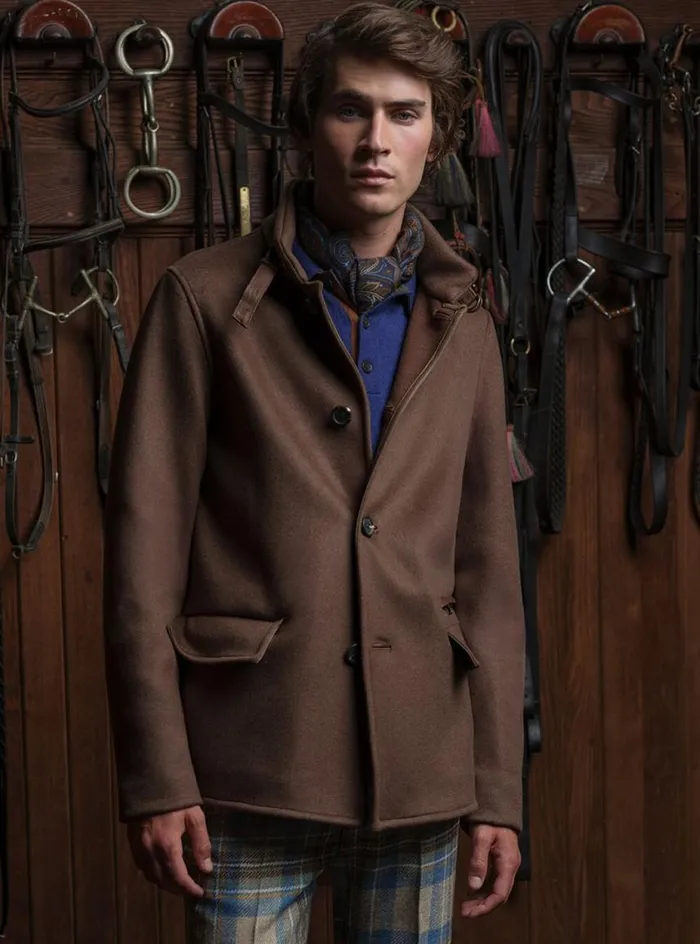 Men Paul Stuart Outerwear Wool and Cashmere Double Faced Jacket Tobacco