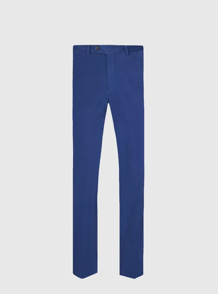 Men Paul Stuart Pants Brushed Cotton Plain Front Newton Pant Royal Blue