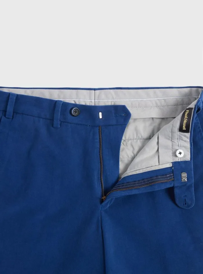 Men Paul Stuart Pants Brushed Cotton Plain Front Newton Pant Royal Blue