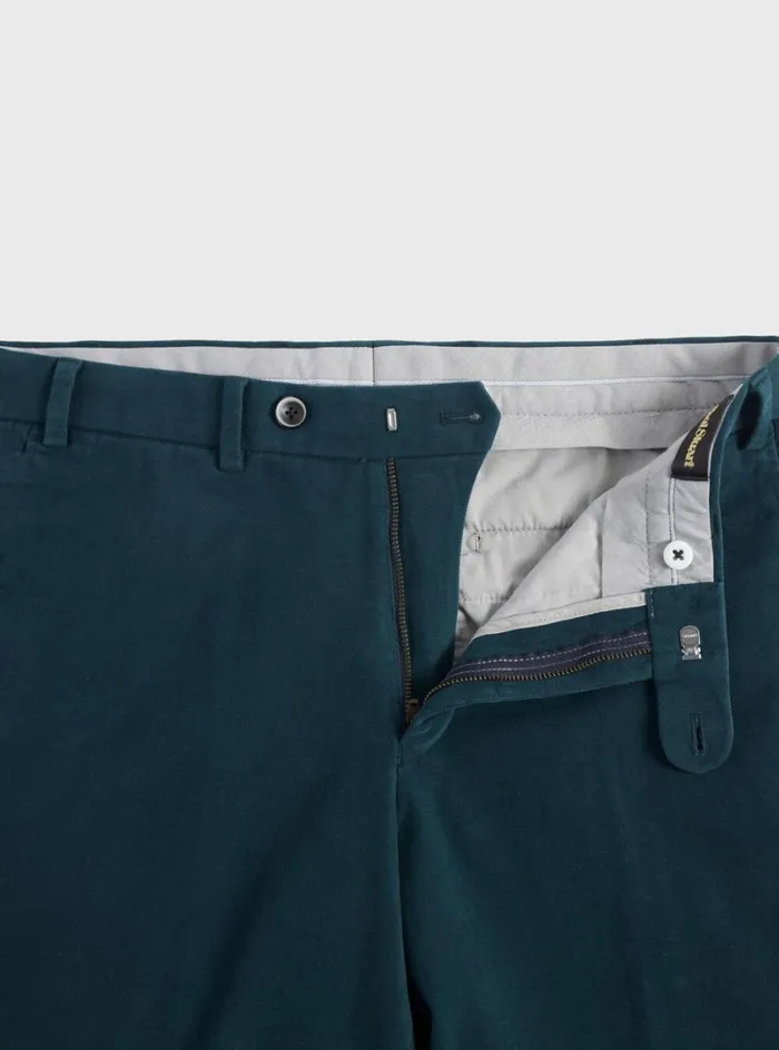 Men Paul Stuart Pants Brushed Cotton Plain Front Newton Pant Teal
