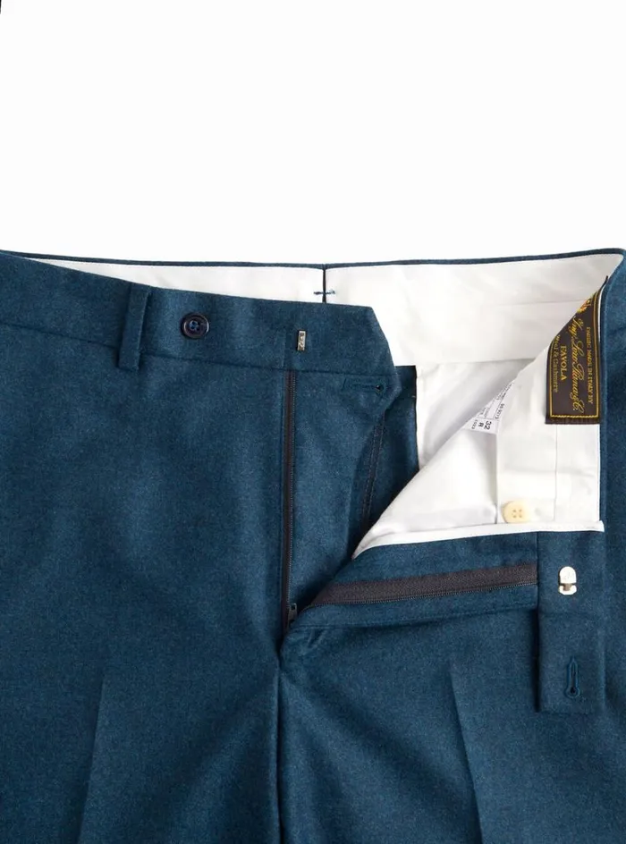 Men Paul Stuart Pants Wool and Cashmere Flannel Trouser Teal