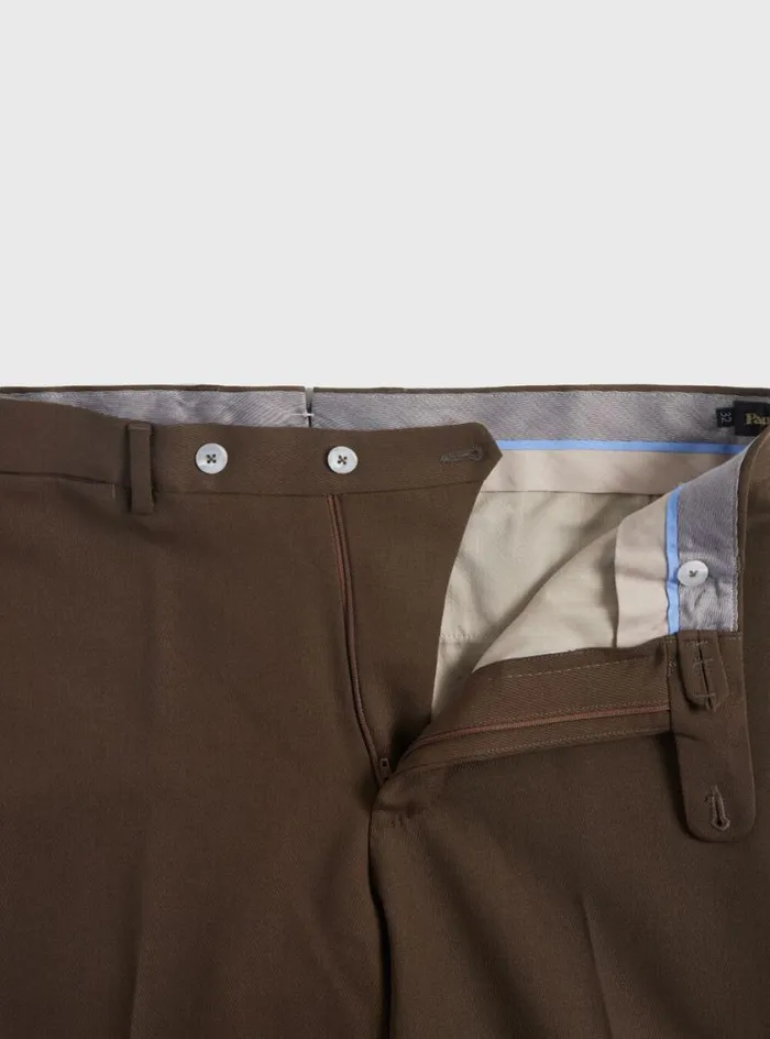 Men Paul Stuart Pants Wool Twill Trouser Brown