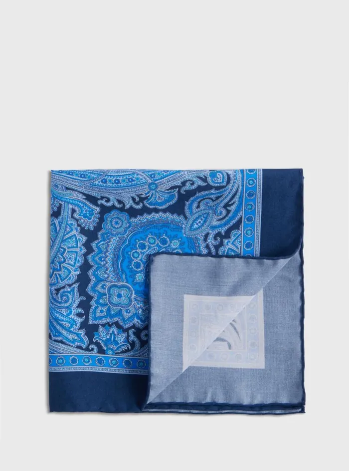 Men Paul Stuart Pocket Squares Printed Habotai Silk Paisley Pocket Square Indigo Men Paul Stuart Pocket Squares Printed Habotai Silk Paisley Pocket Square Indigo