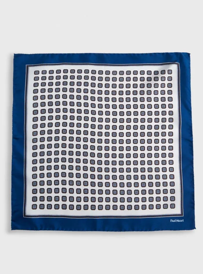 Men Paul Stuart Pocket Squares Silk Small Medallion Pocket Square Cream