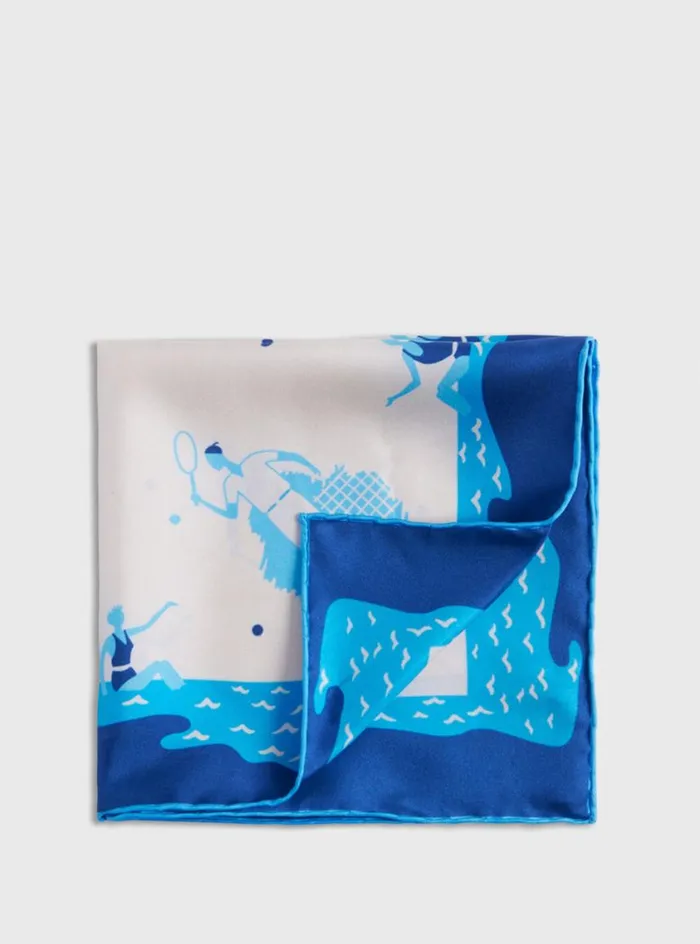 Men Paul Stuart Pocket Squares Silk Twill Summer Sports Pocket Square Blue