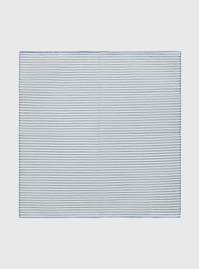 Men Paul Stuart Pocket Squares Striped Cotton And Linen Pocket Square Pale Grey