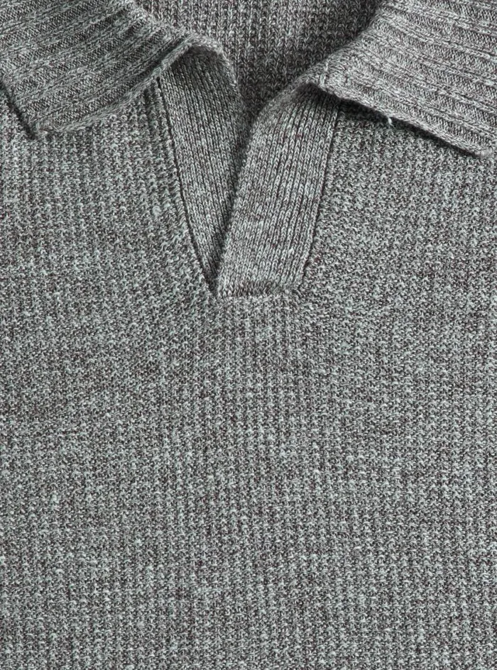 Men Paul Stuart Polos and TShirts Linen and Cotton Knit Open Collar Polo Olive