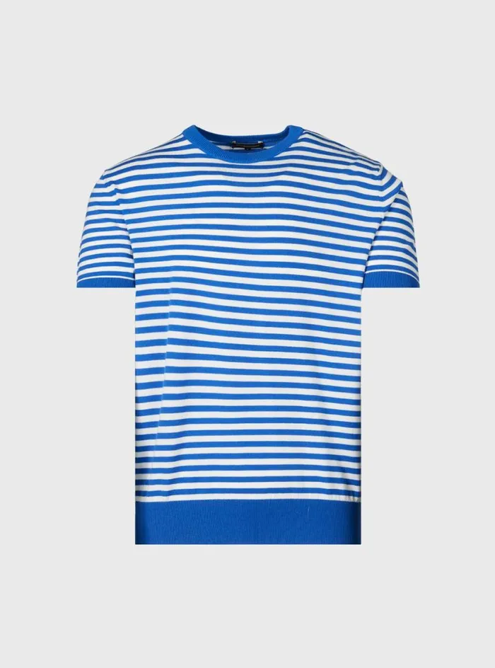 Men Paul Stuart Polos and TShirts Stripe Knit Short Sleeve Crewneck Bluewhite Men Paul Stuart Polos and TShirts Stripe Knit Short Sleeve Crewneck Bluewhite