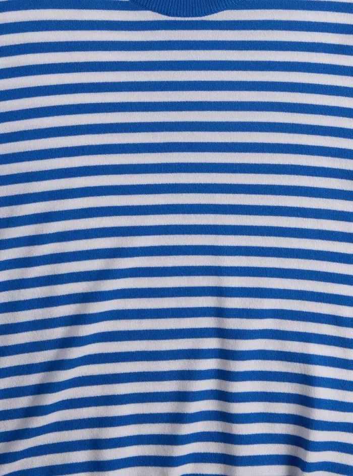 Men Paul Stuart Polos and TShirts Stripe Knit Short Sleeve Crewneck Bluewhite