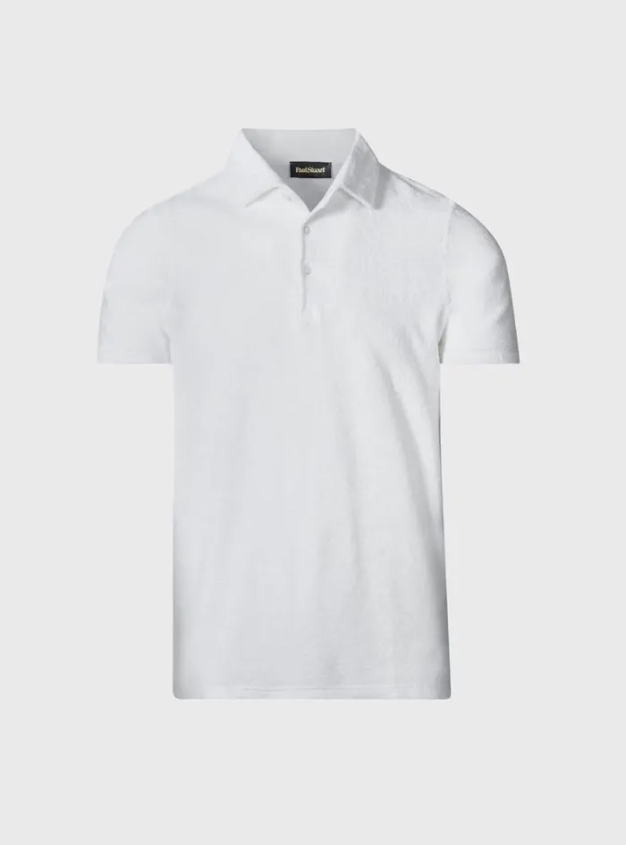 Men Paul Stuart Polos and TShirts Terry Cloth Short Sleeve Polo White
