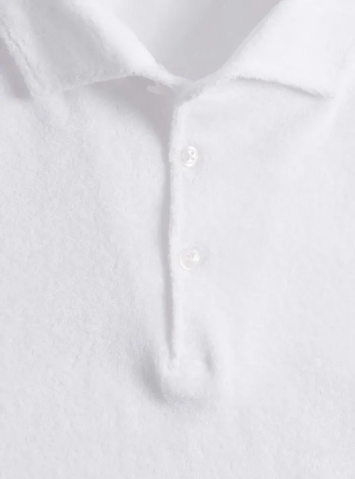 Men Paul Stuart Polos and TShirts Terry Cloth Short Sleeve Polo White