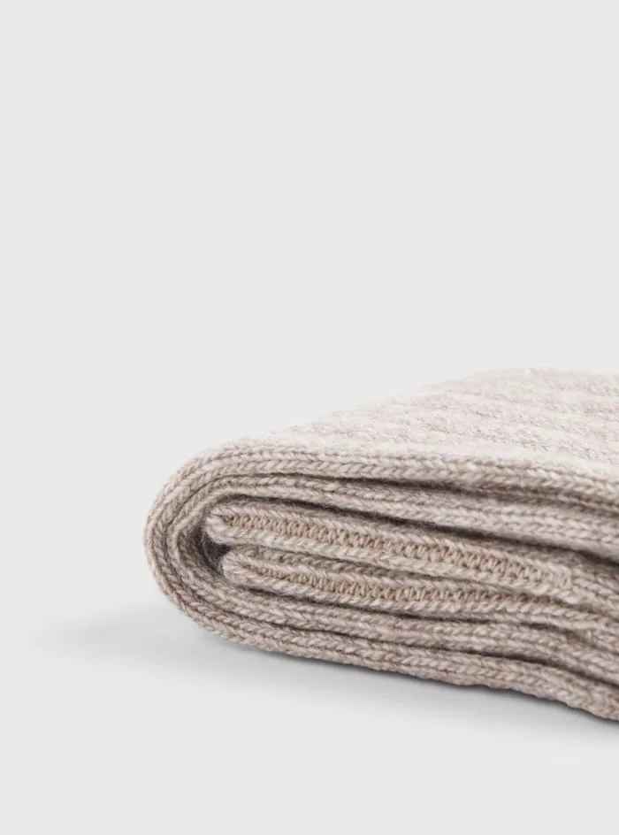 Men Paul Stuart Socks Cashmere Blend Ribbed Sock Oatmeal