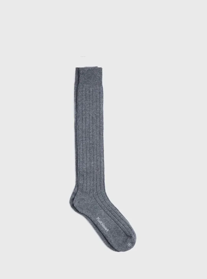 Men Paul Stuart Socks Cashmere Ribbed Sock Midgrey