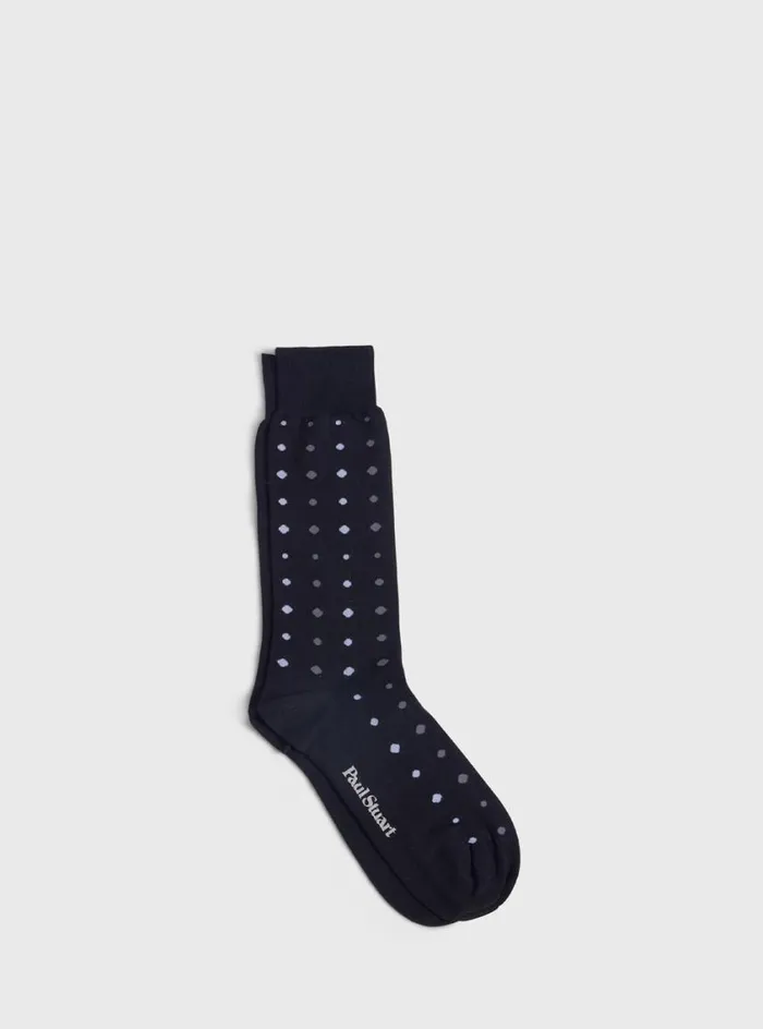 Men Paul Stuart Socks Cotton Dot Sock Black