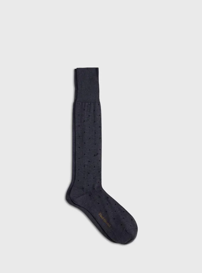 Men Paul Stuart Socks Cotton Dotted Sock Grey