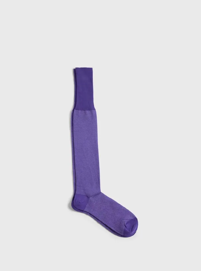 Men Paul Stuart Socks Cotton Herringbone Sock Purple