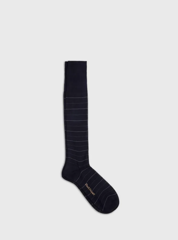 Men Paul Stuart Socks Cotton Horizontal Stripe Sock Black