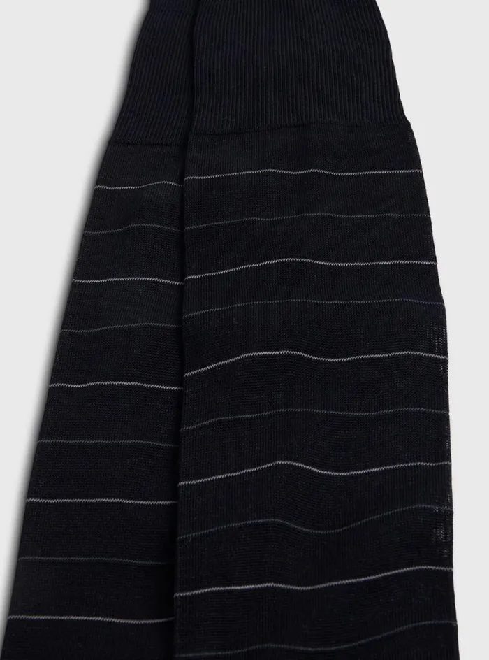 Men Paul Stuart Socks Cotton Horizontal Stripe Sock Black