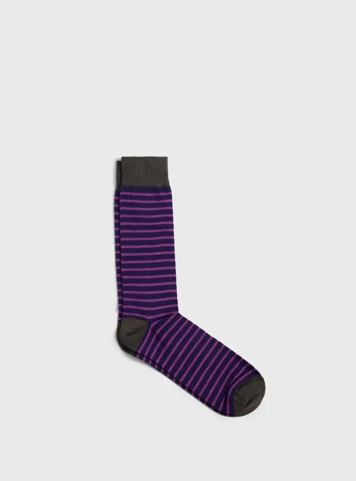 Men Paul Stuart Socks Cotton Stiped Sock Purplefuchsia