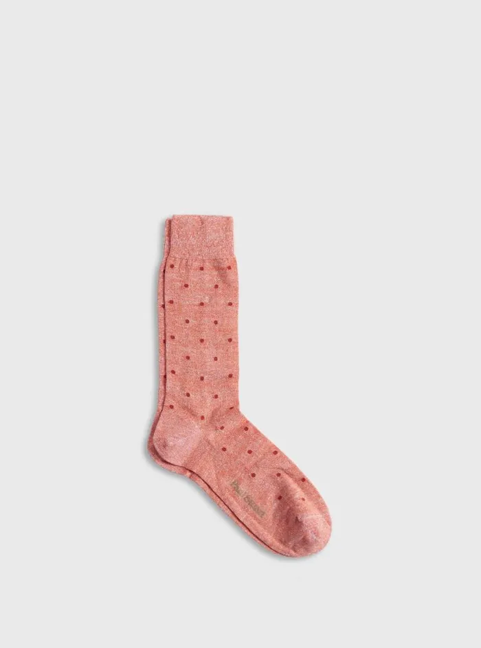 Men Paul Stuart Socks Linen Mlange Dotted Sock Orange