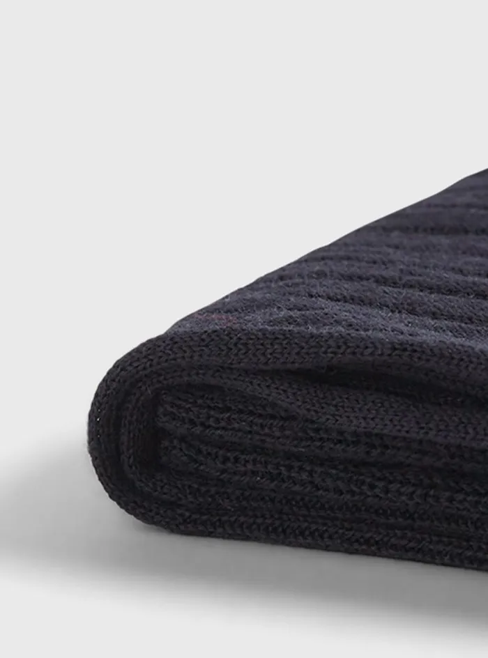 Men Paul Stuart Socks Merino Wool Ribed Sock Navy