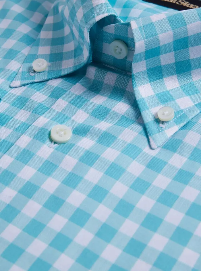 Men Paul Stuart Sport Shirts Cotton Gingham Sport Shirt Mint
