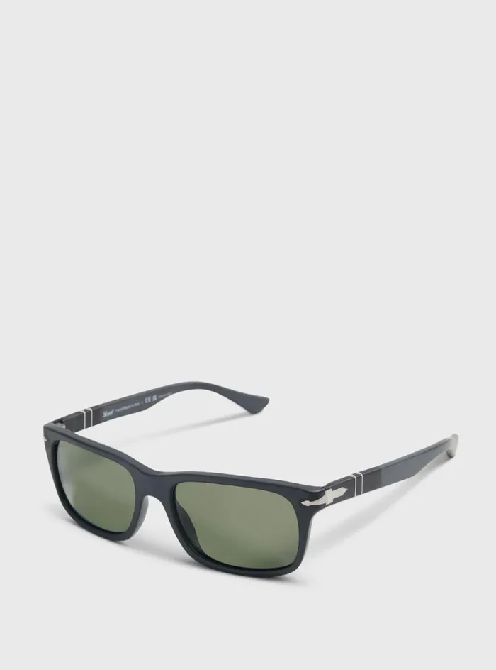 Men Paul Stuart Sunglasses and Eyewear Persol Black Sunglasses With Green Lens Black