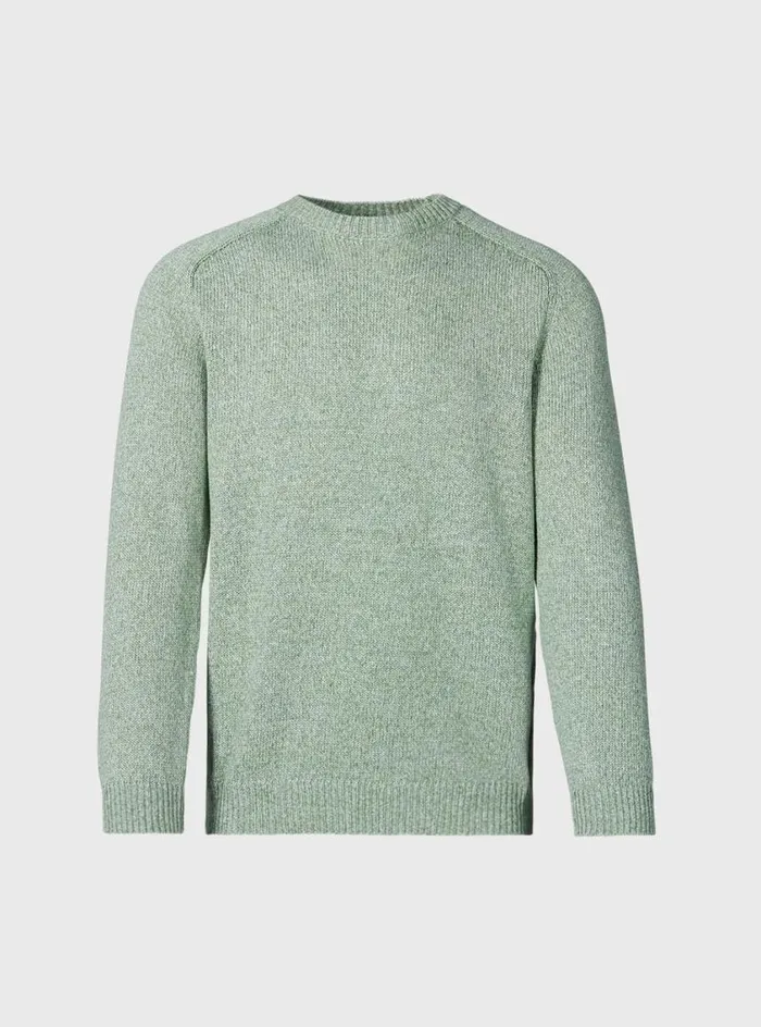 Men Paul Stuart Sweaters Cotton Melange Crewneck Sweater Olive