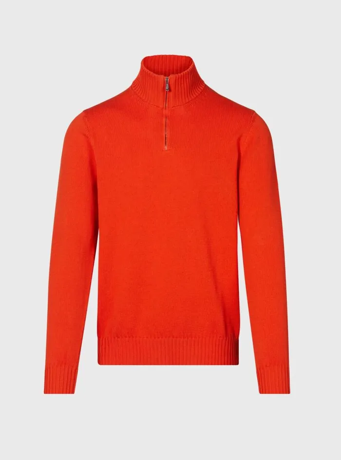Men Paul Stuart Sweaters Quarter Zip Sweater Orange