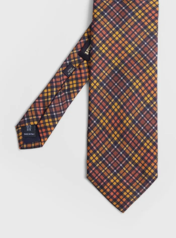Men Paul Stuart Ties Madder Silk Plaid Tie Brownmulti