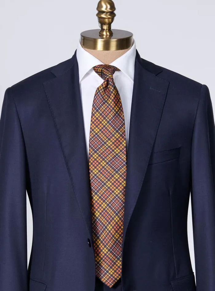 Men Paul Stuart Ties Madder Silk Plaid Tie Brownmulti