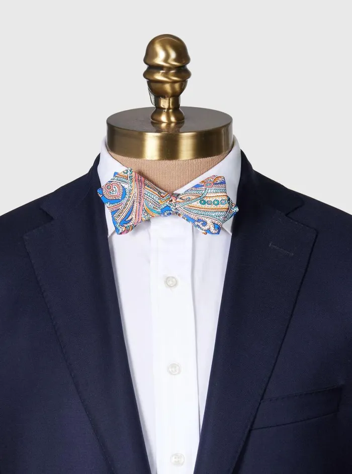 Men Paul Stuart Ties Printed Habotai Silk Paisley Bow Tie Royal