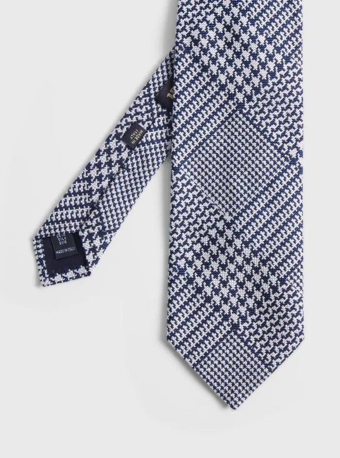Men Paul Stuart Ties Silk Jacquard Plaid Tie Blue