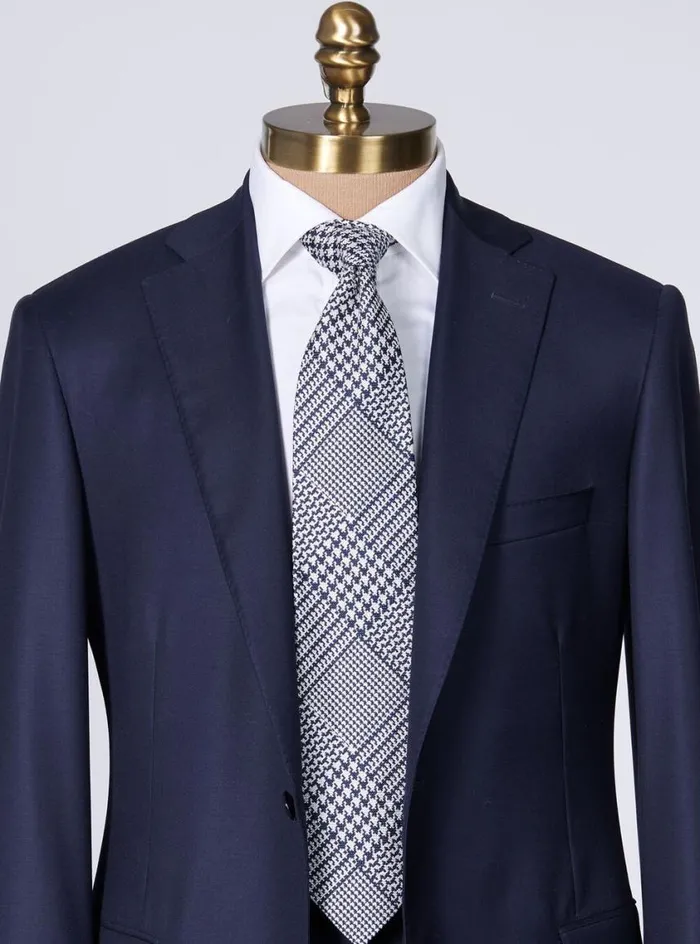 Men Paul Stuart Ties Silk Jacquard Plaid Tie Blue