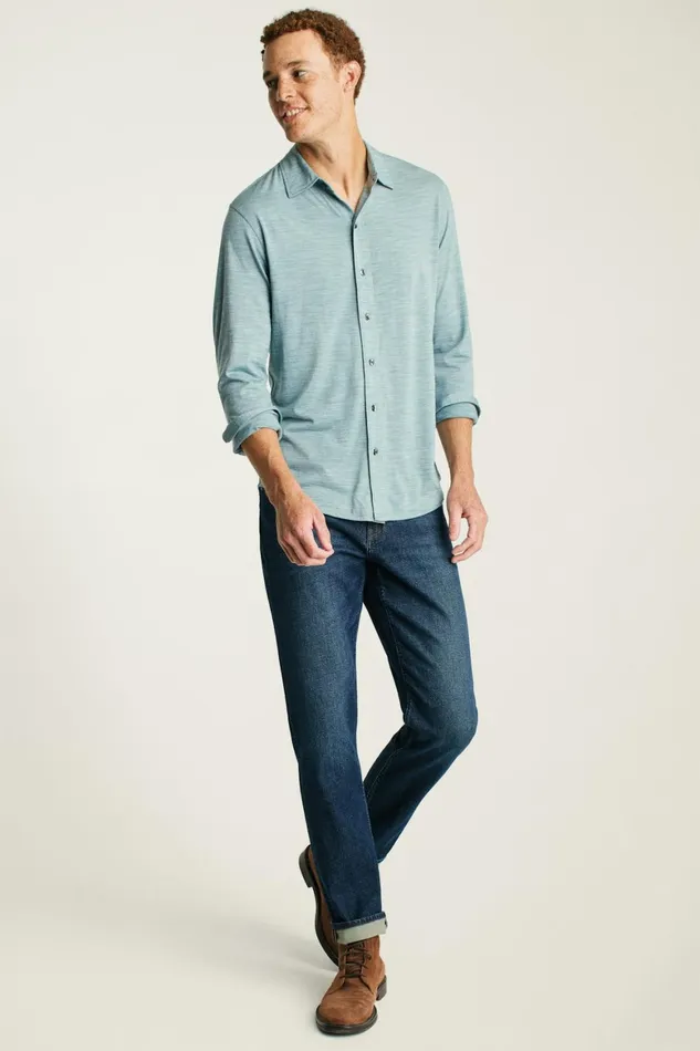 Men Performance Merino Shirt Heather Steel Blue Bonobos Casual Shirts