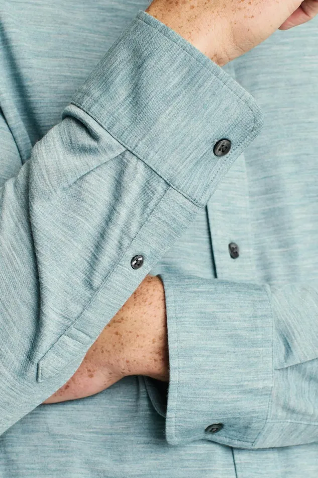 Men Performance Merino Shirt Heather Steel Blue Bonobos Casual Shirts