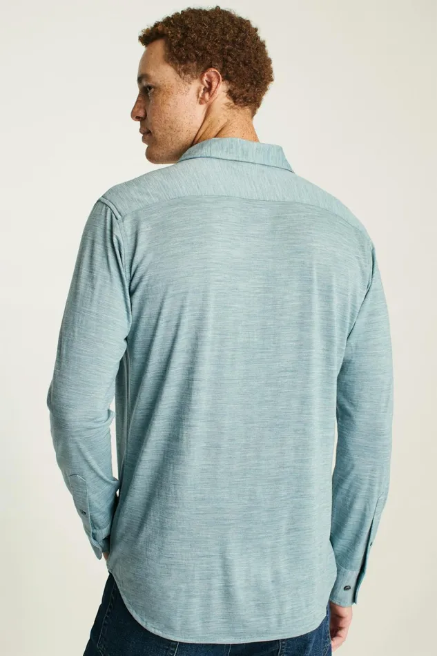 Men Performance Merino Shirt Heather Steel Blue Bonobos Casual Shirts