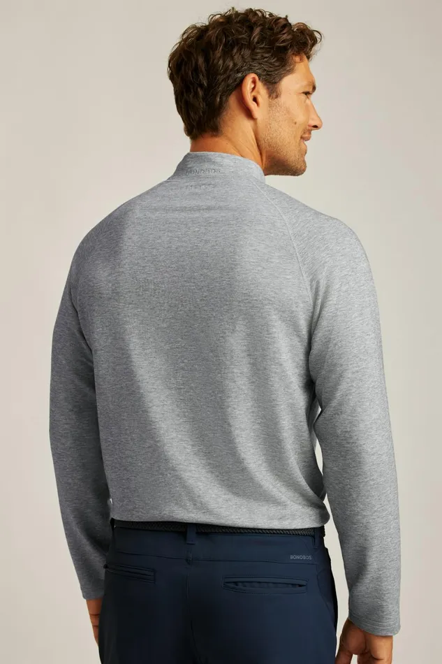 Men Playthrough Performance Mock Neck Grey Bonobos Crew and VNeck Sweaters