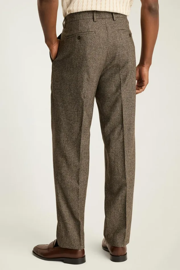 Men Pleated Wool Trouser Heather Brown Bonobos Chinos