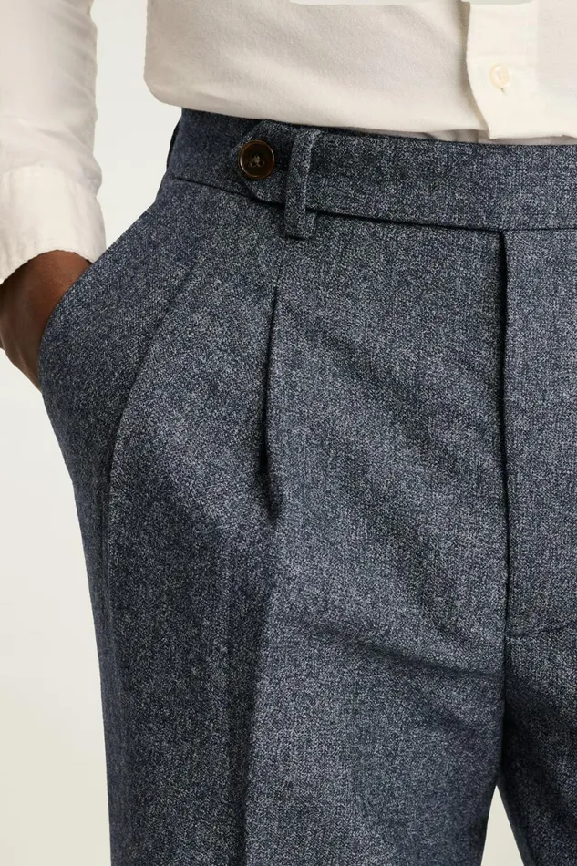 Men Pleated Wool Trouser Heather Navy Bonobos Chinos