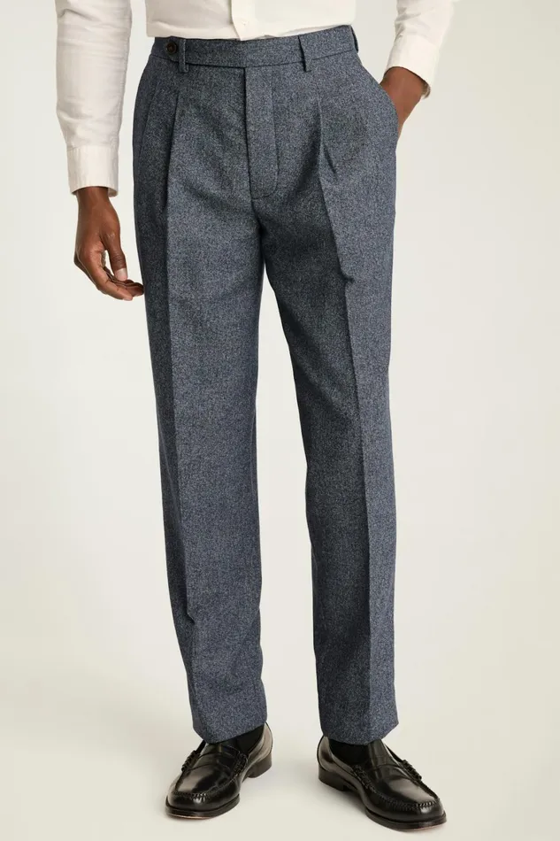 Men Pleated Wool Trouser Heather Navy Bonobos Chinos