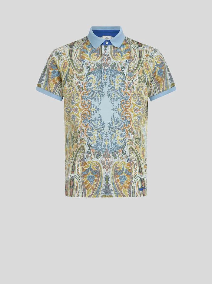 Men Polo Shirt With Placed Paisley Figure Etro Polo Shirts