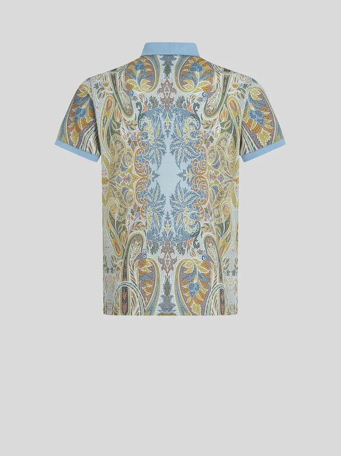 Men Polo Shirt With Placed Paisley Figure Etro Polo Shirts