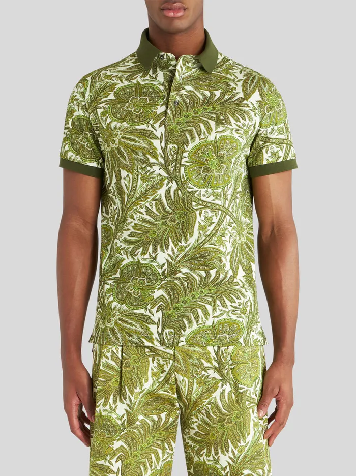 Men Printed Cotton Polo Shirt Etro Polo Shirts
