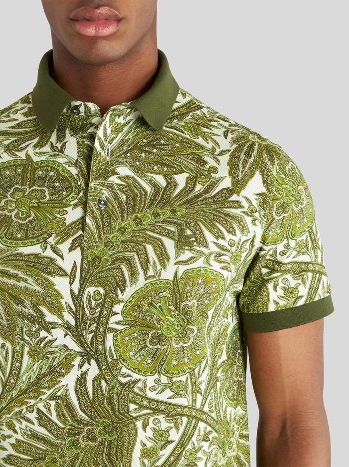 Men Printed Cotton Polo Shirt Etro Polo Shirts