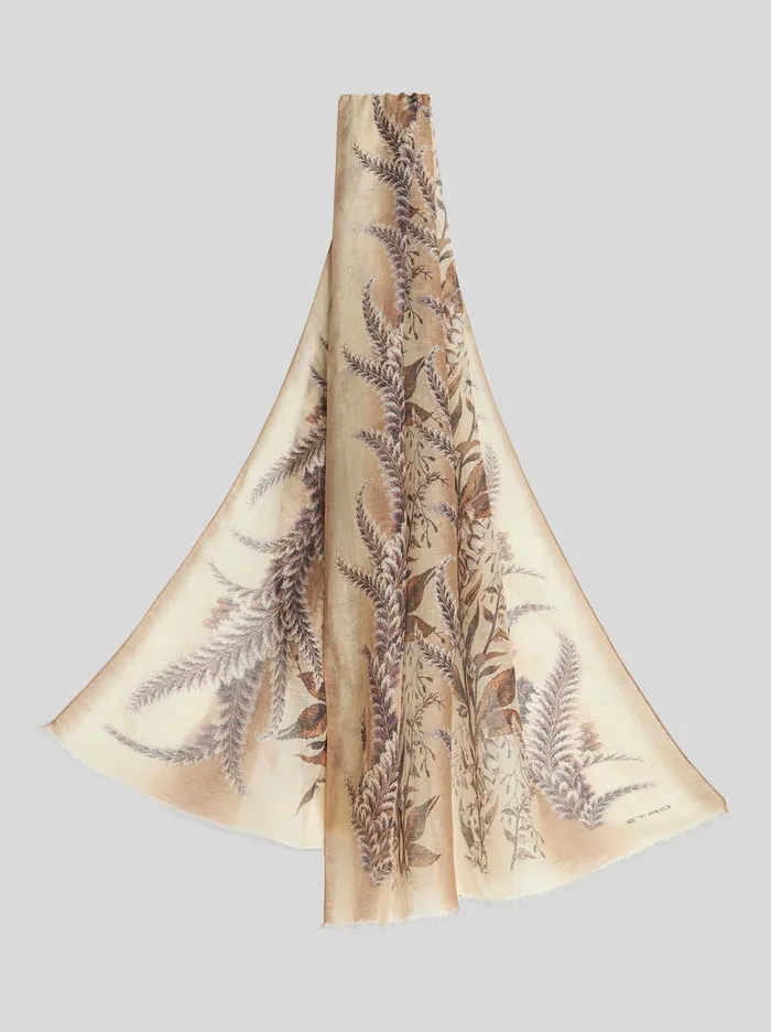 Men Printed Linen And SilkBlend Scarf Etro Scarves
